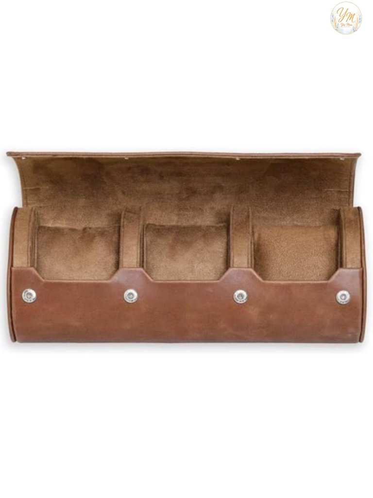 Genuine Leather Watch Roll Travel Case For 3 Watches Portable Protection
